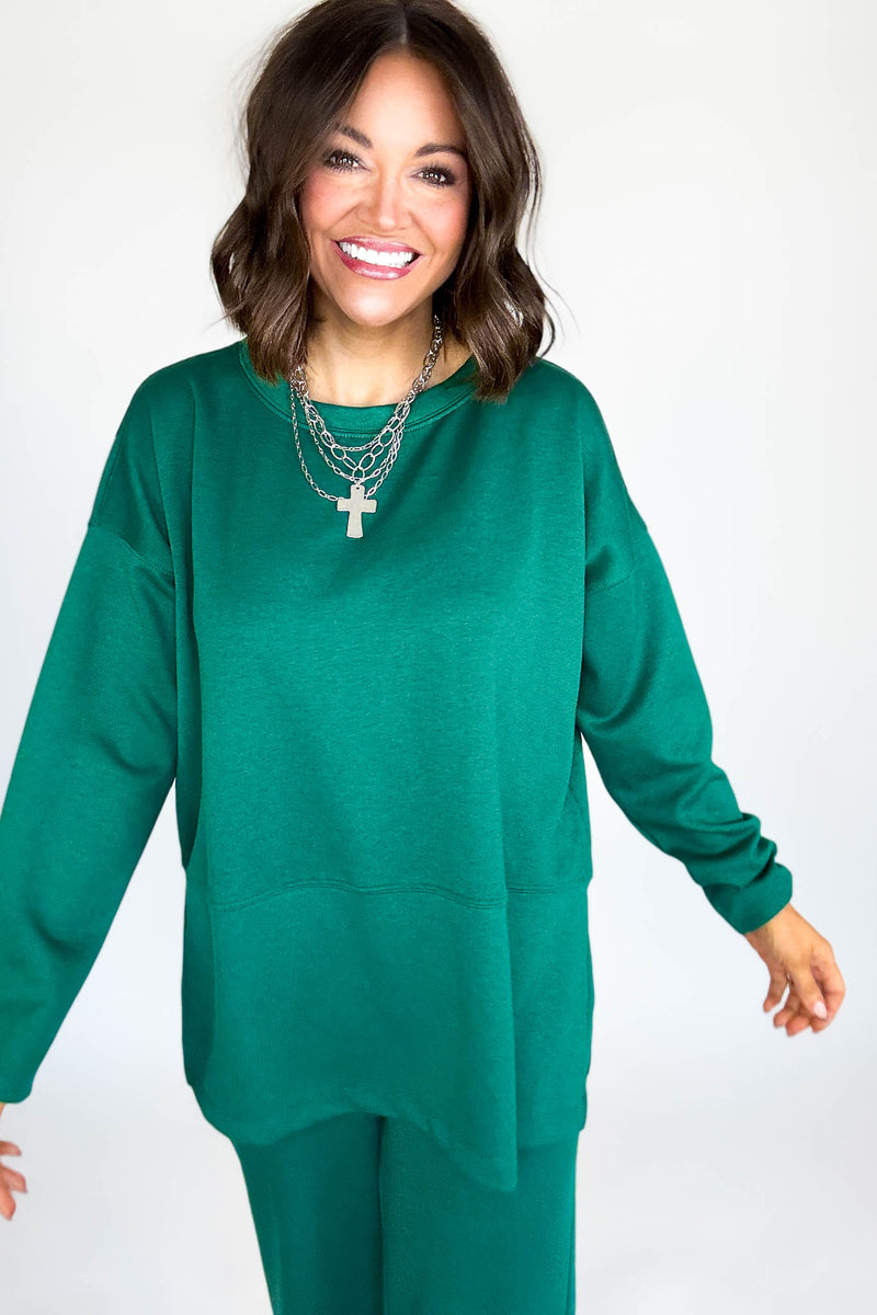 Hunter Green Scuba Side Slit Top