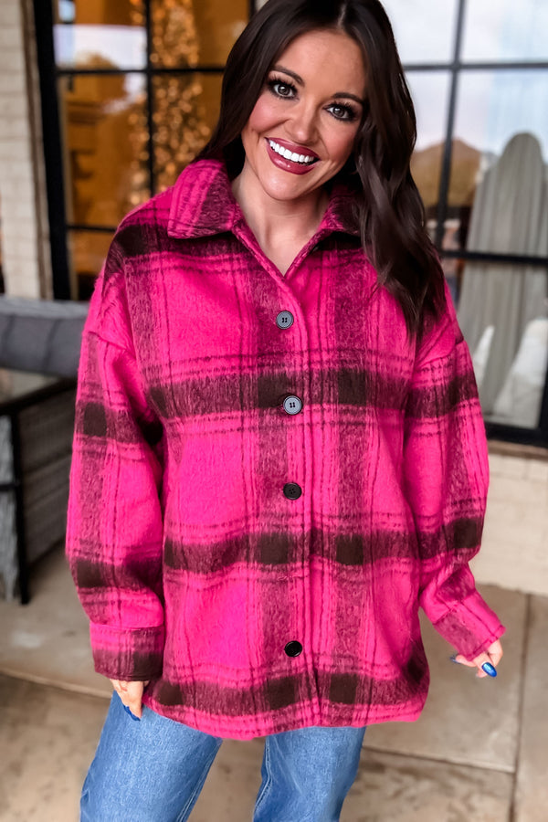 Pretty In Pink Plaid Shacket
