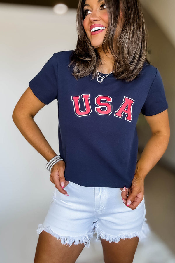 USA Navy Graphic Short Sleeve Crew Neck Baby Tee