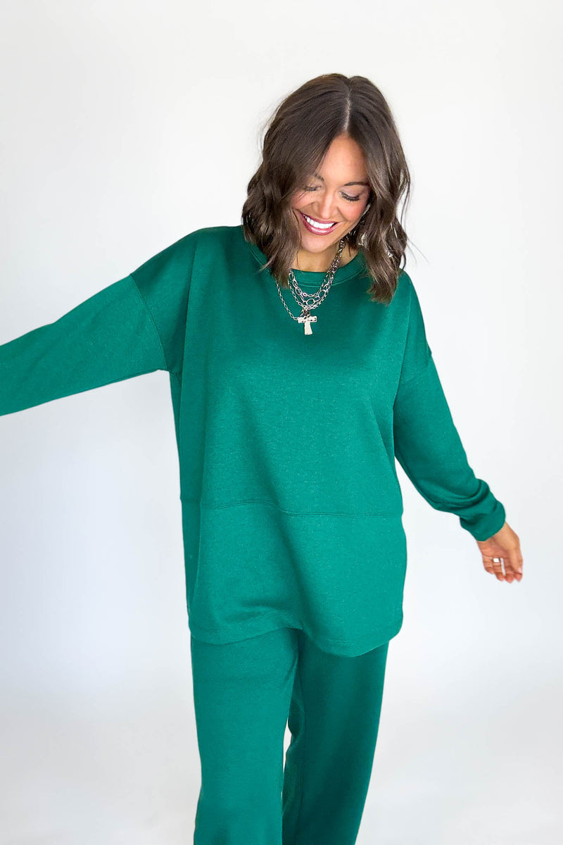 Hunter Green Scuba Side Slit Top