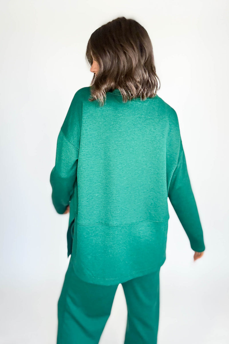 Hunter Green Scuba Side Slit Top