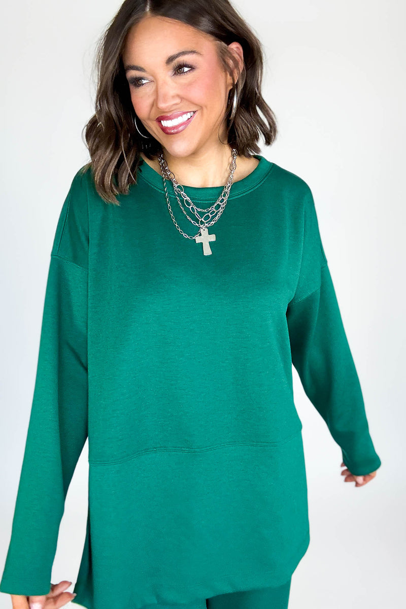 Hunter Green Scuba Side Slit Top