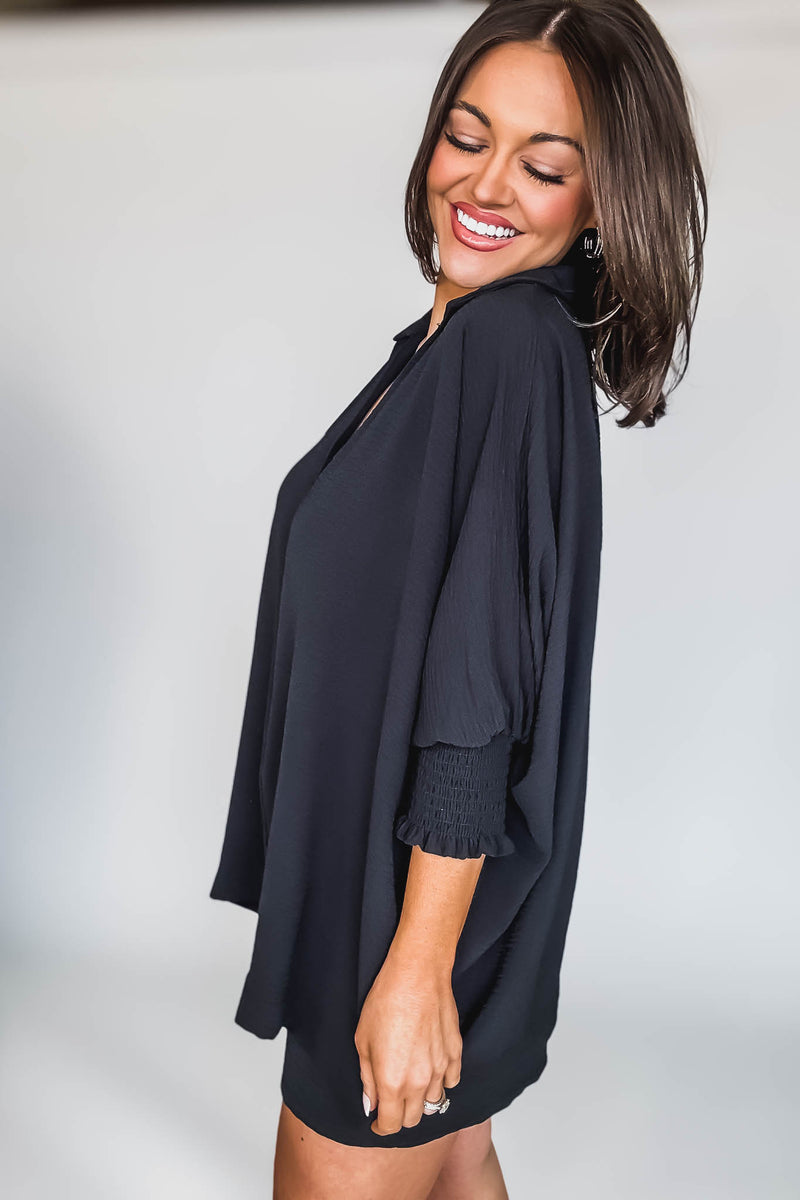 Angie Black Airflow Collar Top