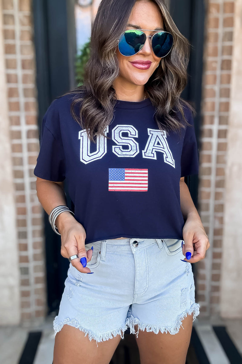 Navy Flag Short Sleeve Graphic Tee