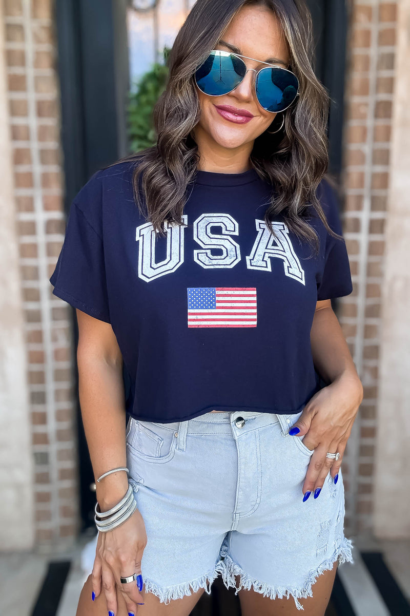 Navy Flag Short Sleeve Graphic Tee