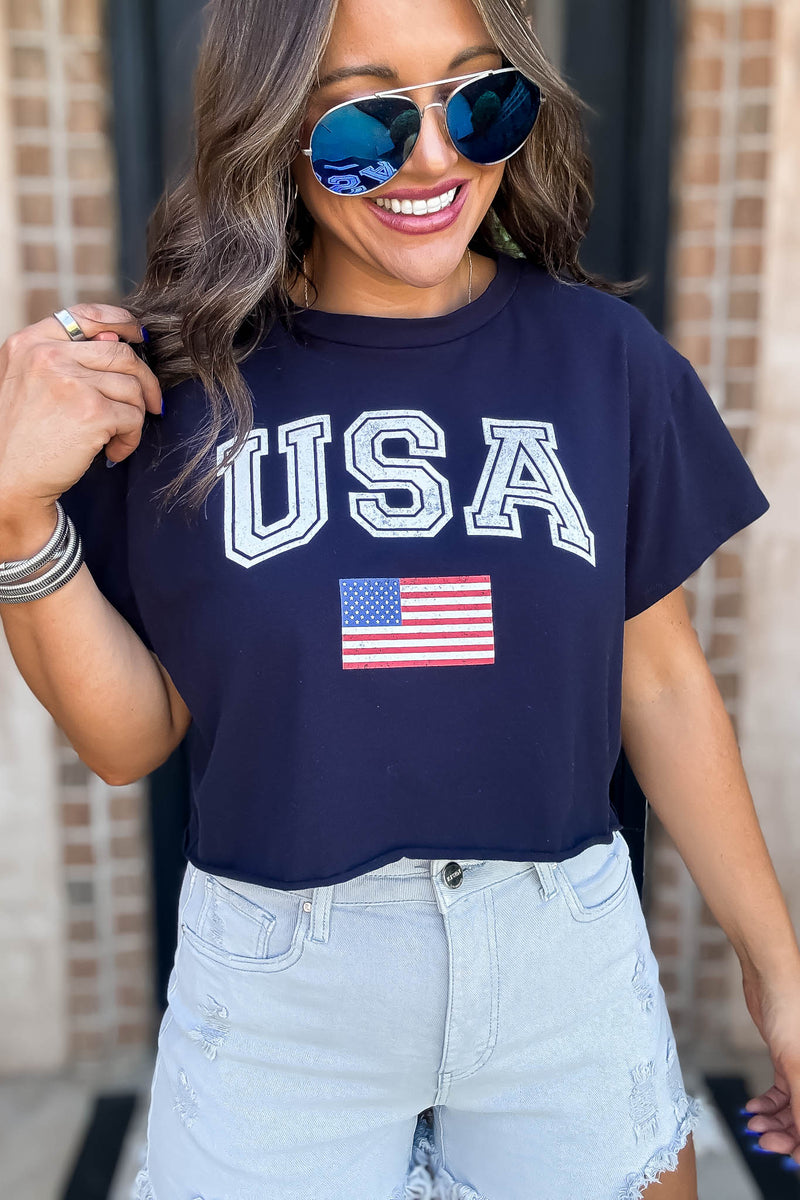 Navy Flag Short Sleeve Graphic Tee