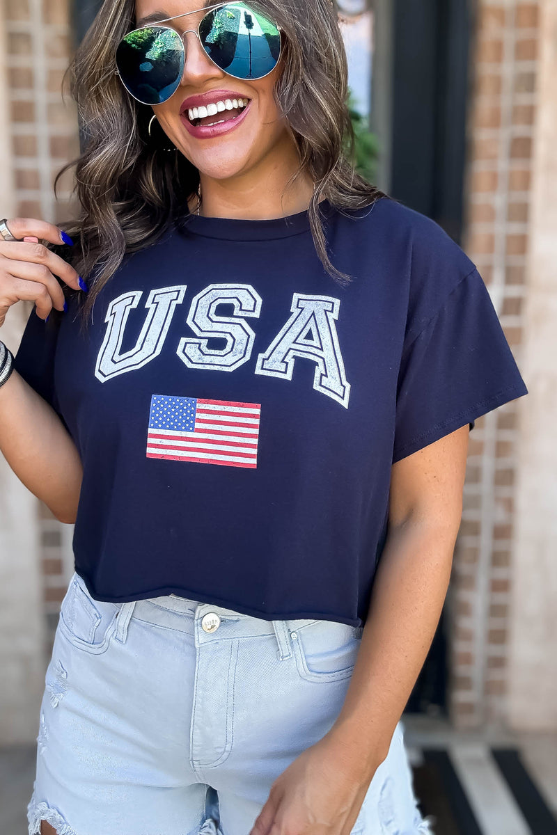 Navy Flag Short Sleeve Graphic Tee