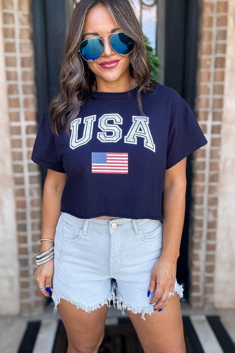 Navy Flag Short Sleeve Graphic Tee