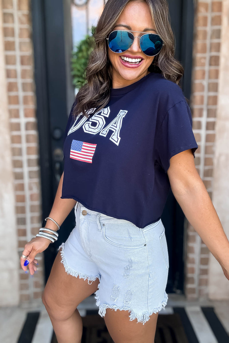 Navy Flag Short Sleeve Graphic Tee