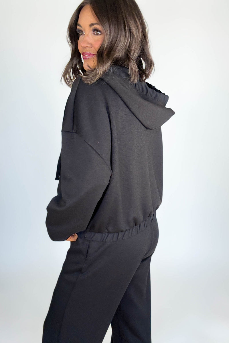 Black Soft Scuba Full Zip Hoodie Jacket