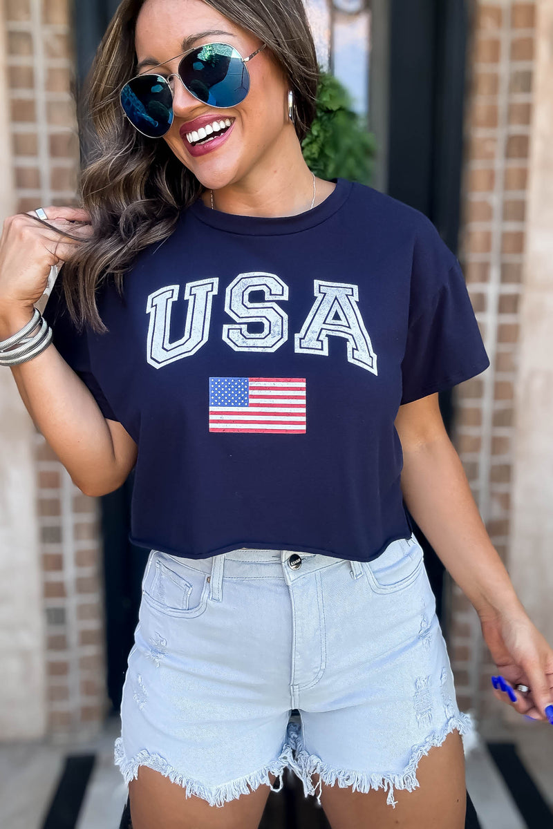 Navy Flag Short Sleeve Graphic Tee
