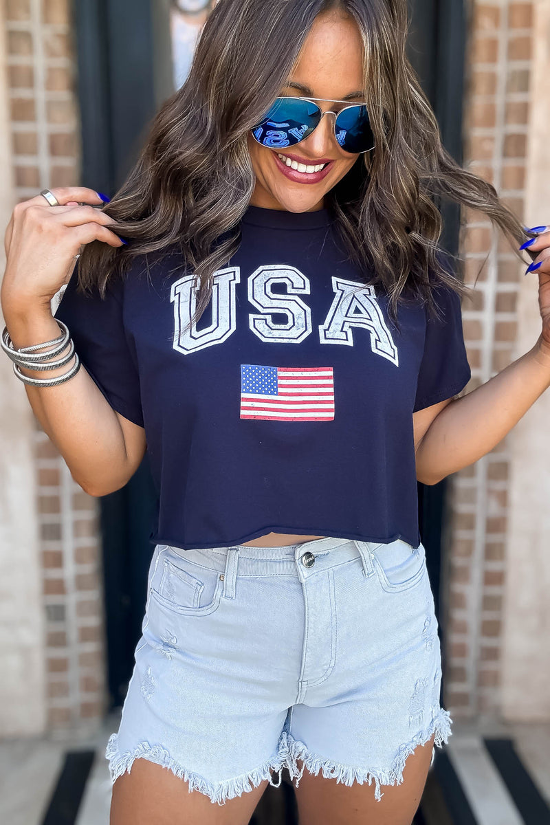 Navy Flag Short Sleeve Graphic Tee