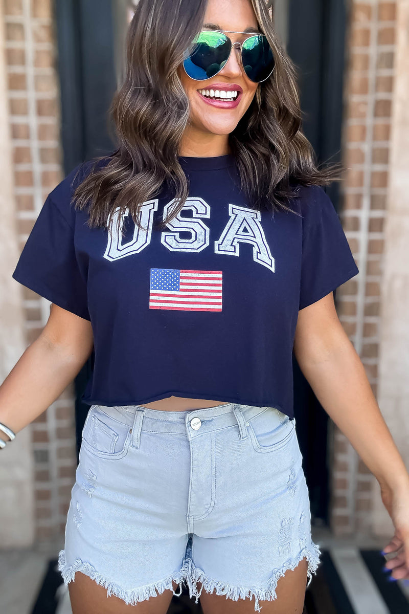 Navy Flag Short Sleeve Graphic Tee
