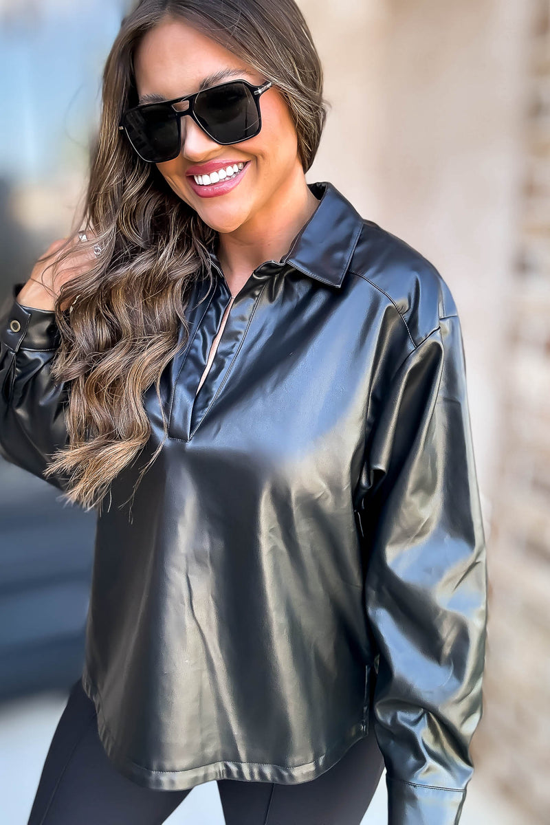 Black Pleather Top