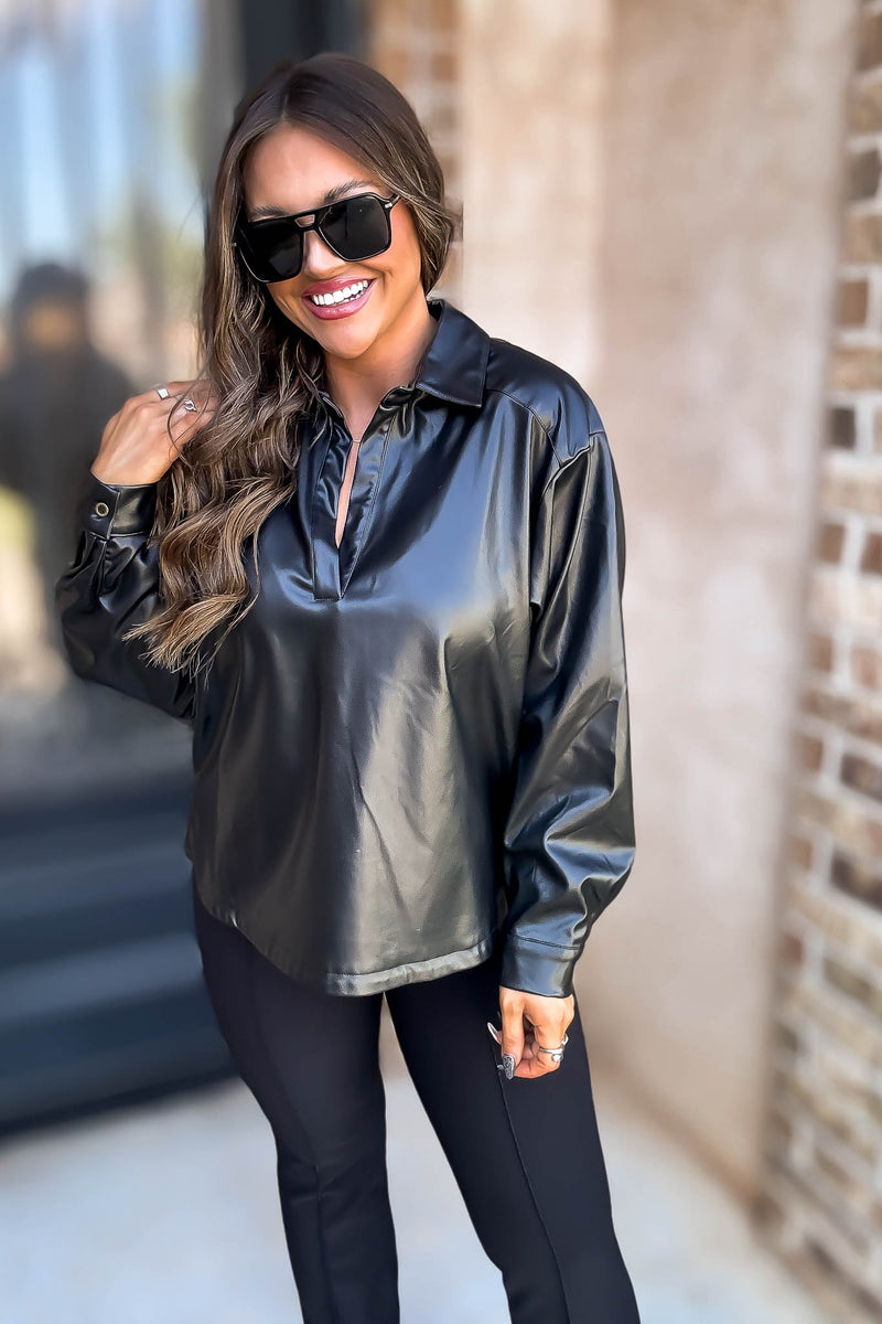 Black Pleather Top