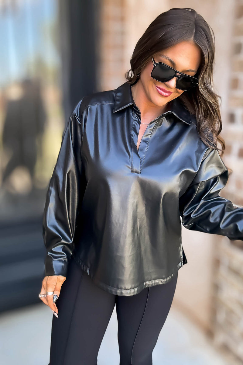 Black Pleather Top