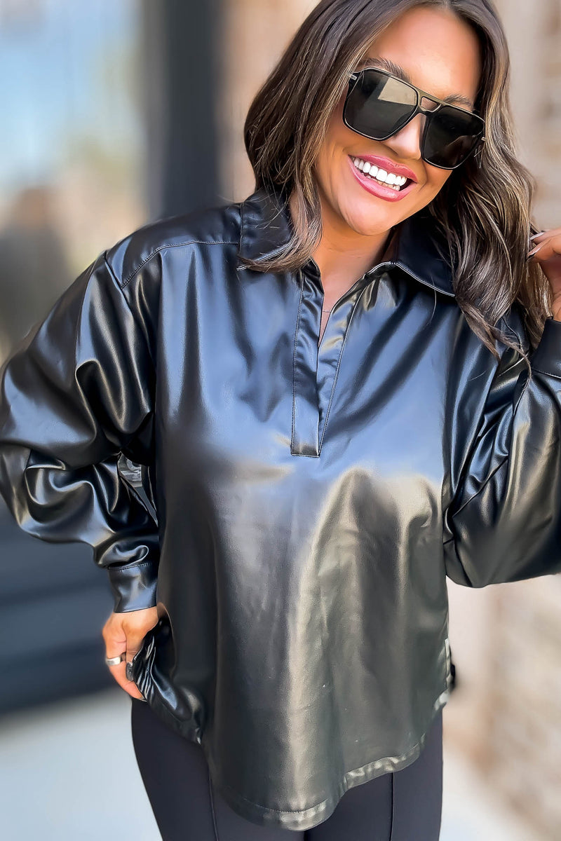 Black Pleather Top