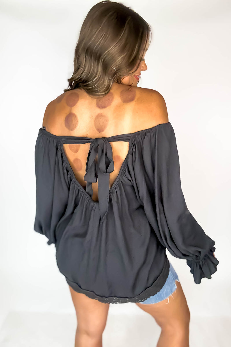 It's My Moment Black Bow Back Blouse