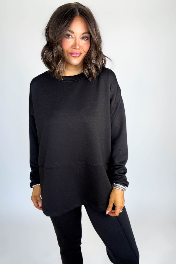 Black Scuba Side Slit Top