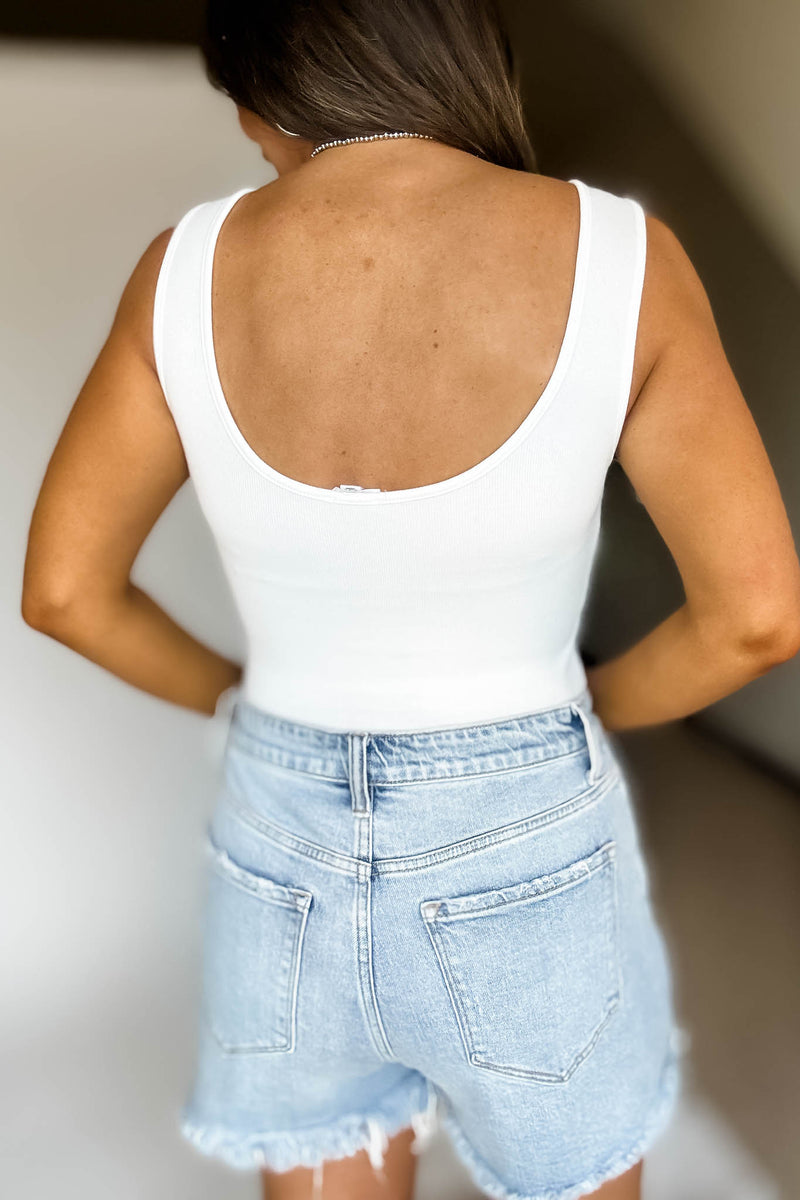 USA White Sleeveless Bodysuit