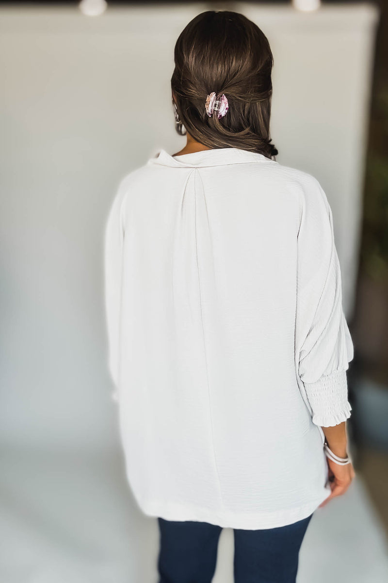 Angie Sand Beige Airflow Collar Top