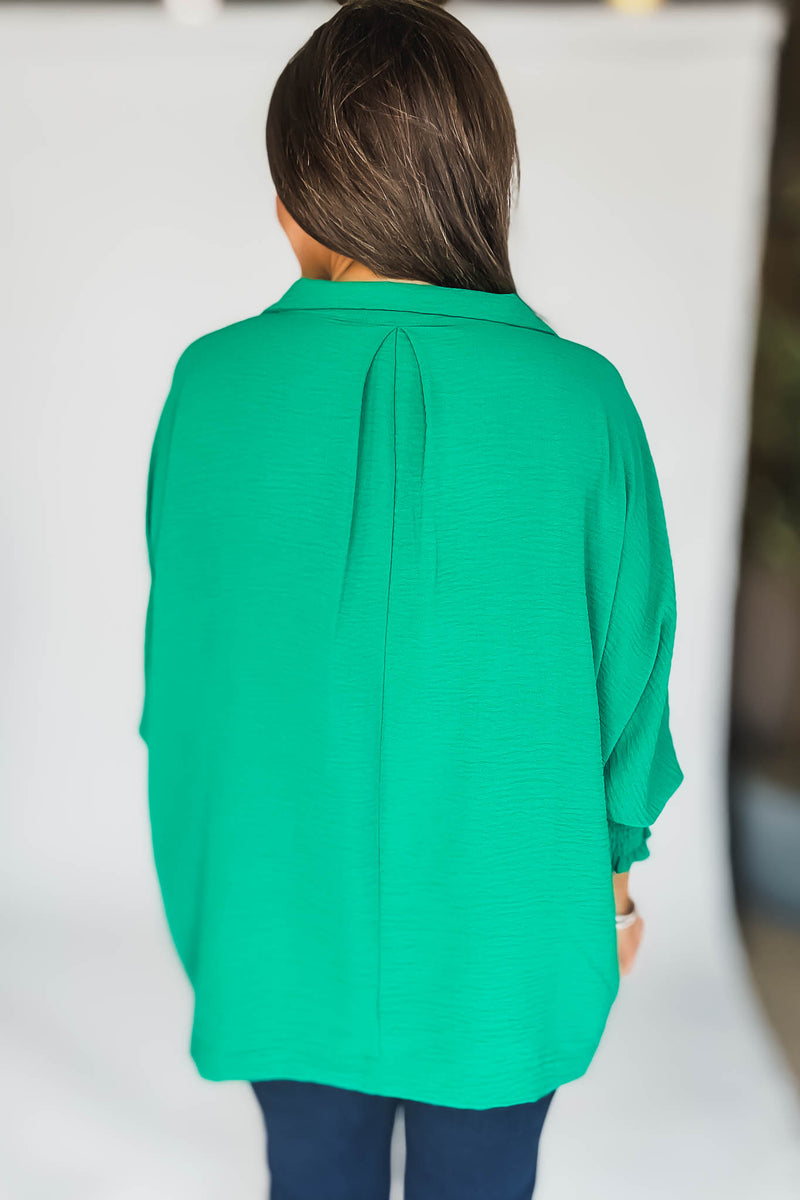Angie Kelly Green Airflow Collar Top