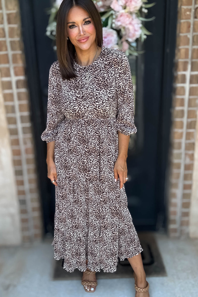 Leopard Animal Print Pocket Front Maxi Dress