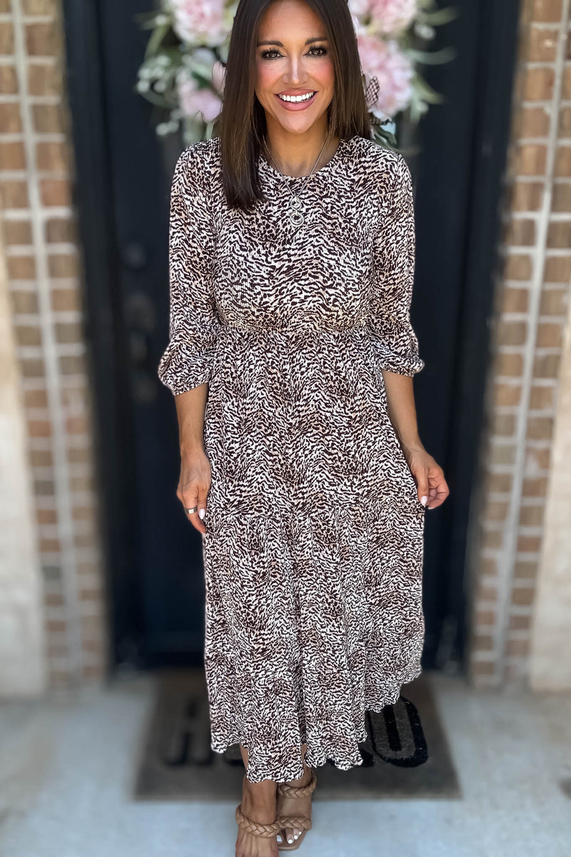 Leopard Animal Print Pocket Front Maxi Dress