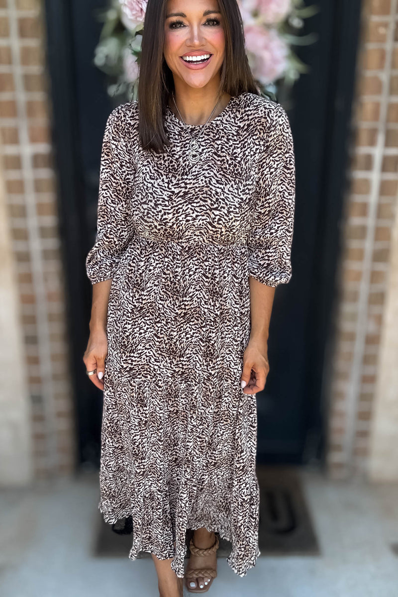 Leopard Animal Print Pocket Front Maxi Dress