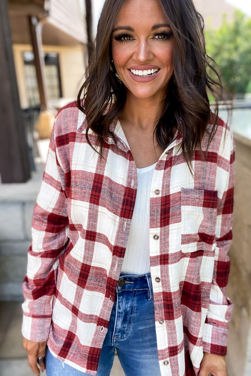 Feel Good Women's Red Flannel Top