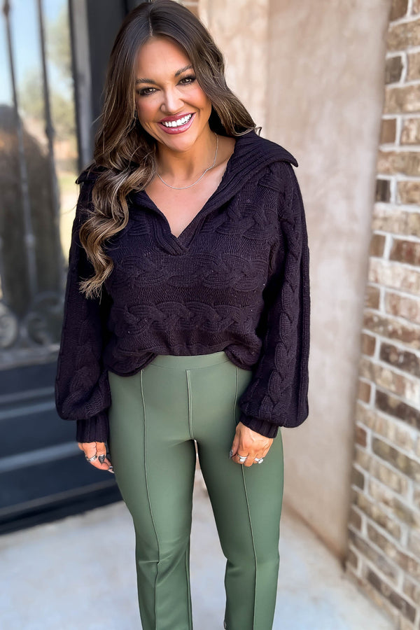 Business Casual Forest Scuba Knit High Rise Pintuck Tailored Boot Pant