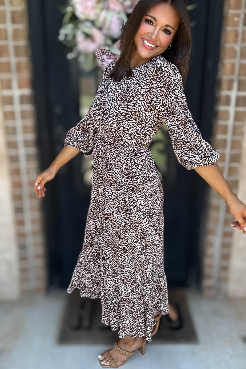 Leopard Animal Print Pocket Front Maxi Dress