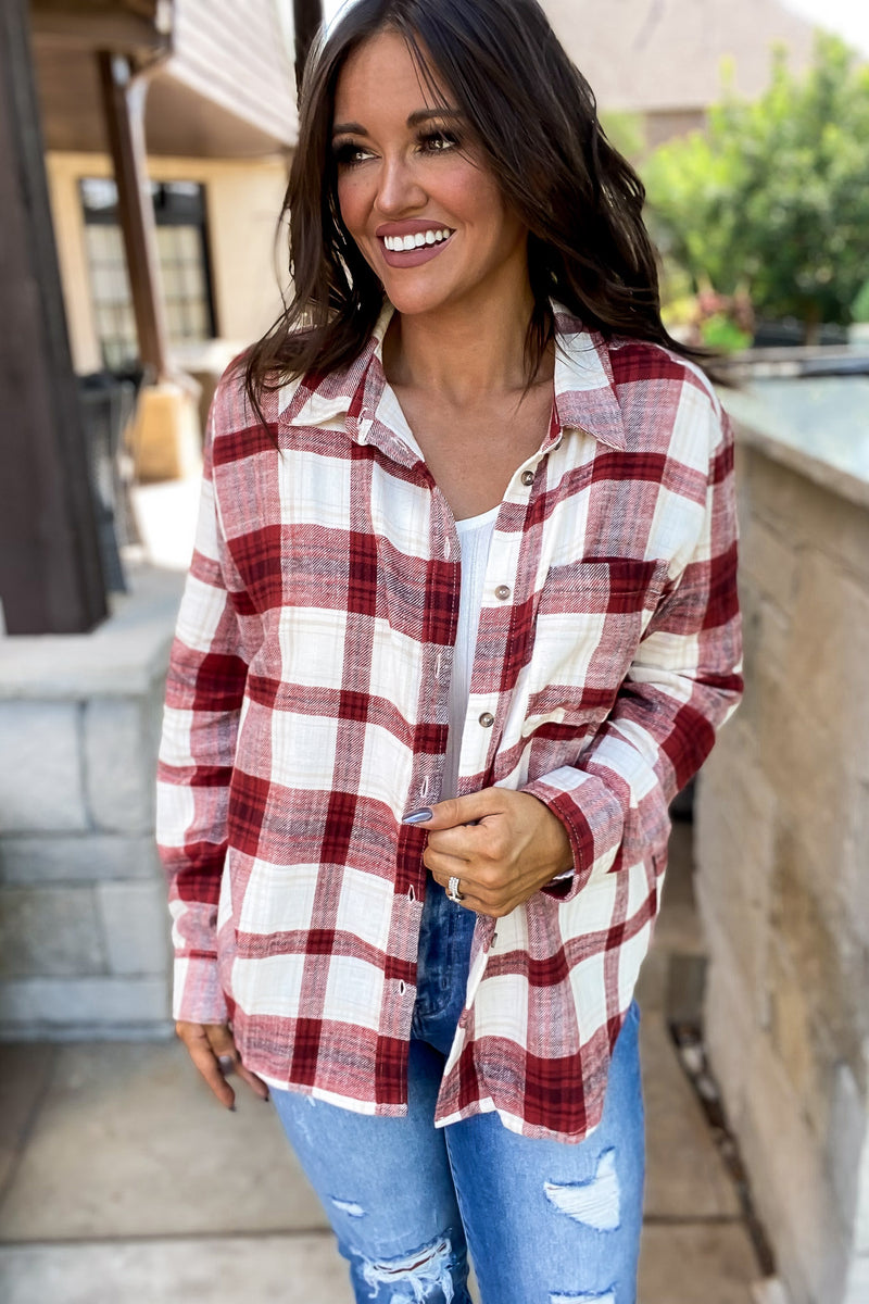 Feel Good Women's Red Flannel Top