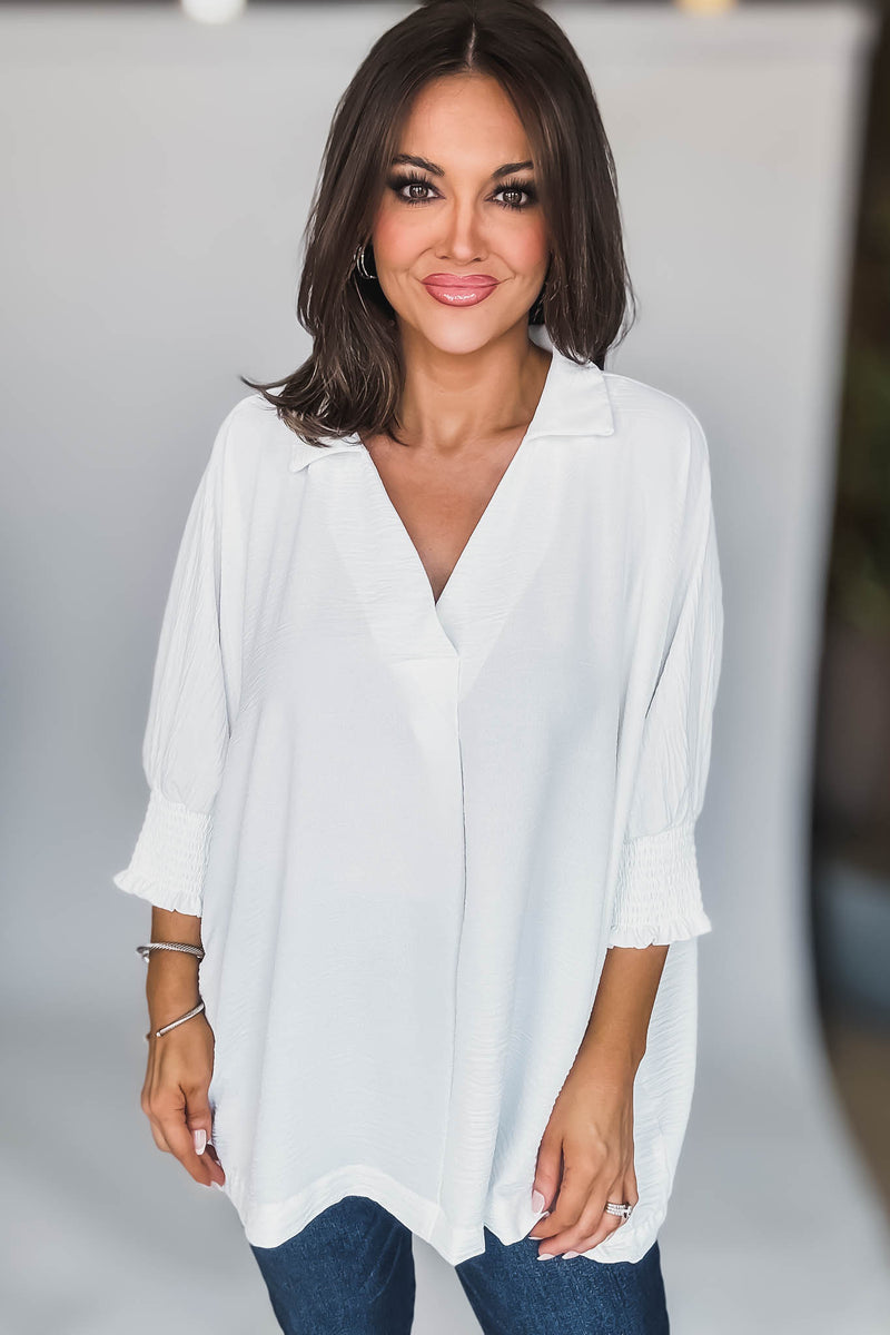 Angie Off White Airflow Collar Top