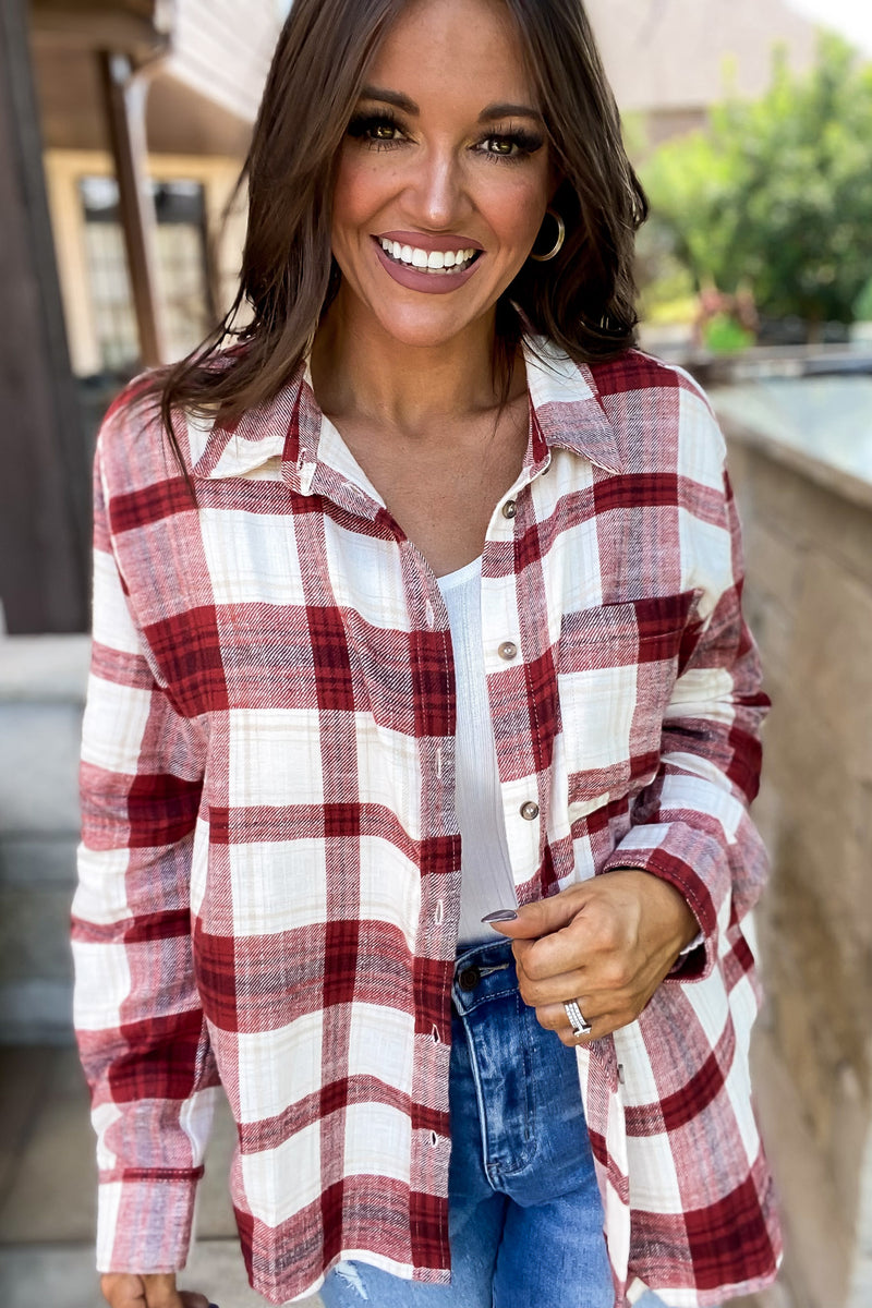 Feel Good Women's Red Flannel Top