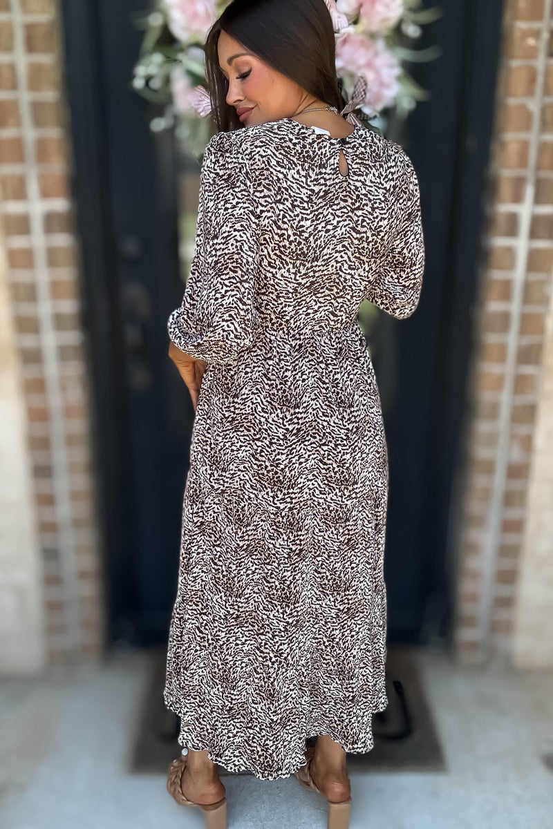 Leopard Animal Print Pocket Front Maxi Dress