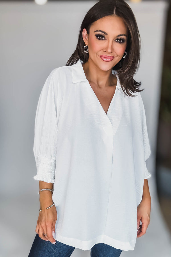 Angie Off White Airflow Collar Top