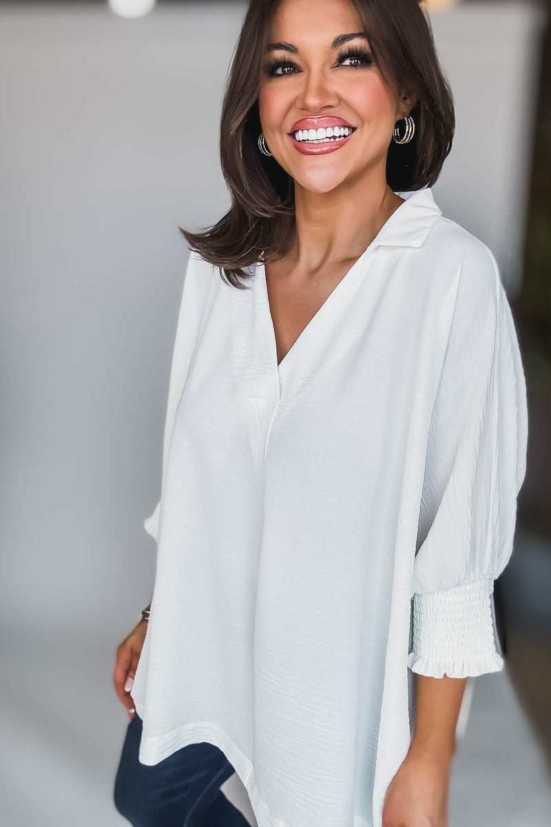 Angie Off White Airflow Collar Top