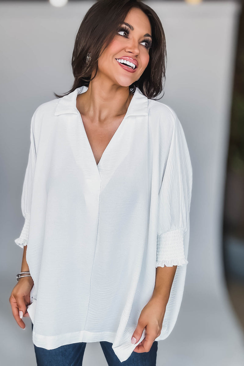 Angie Off White Airflow Collar Top