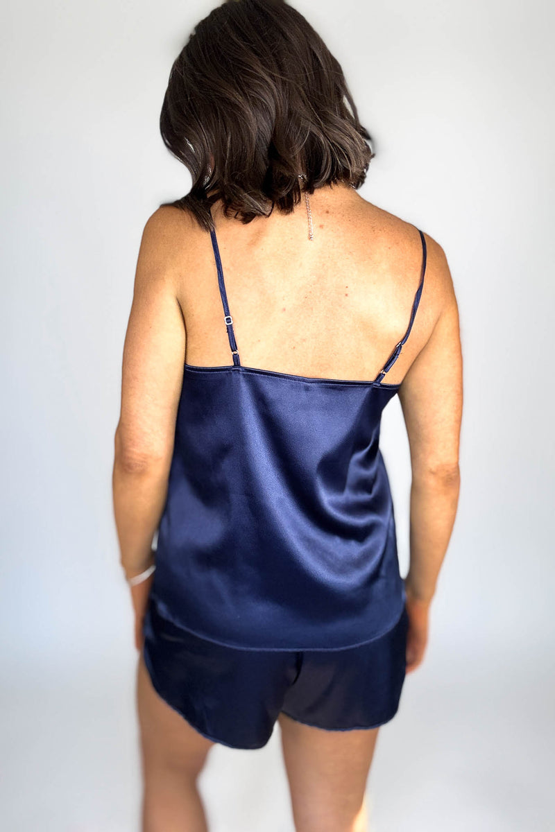 Good Night Navy Satin Cami & Short 2 Piece Set