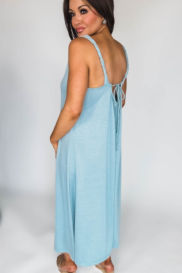 Twisted Sister Dusty Teal Heathered Terry Maxi Dress