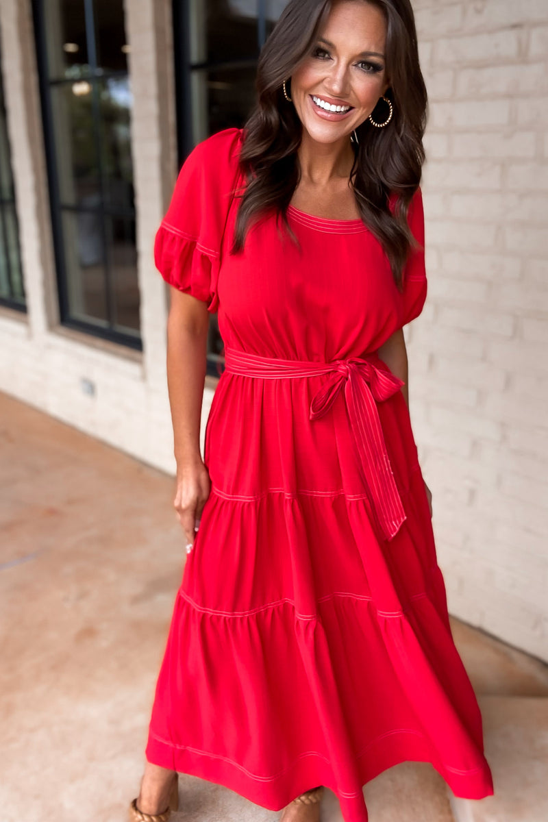 Beauty Red Midi Dress