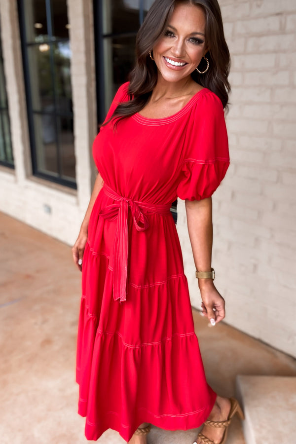 Beauty Red Midi Dress