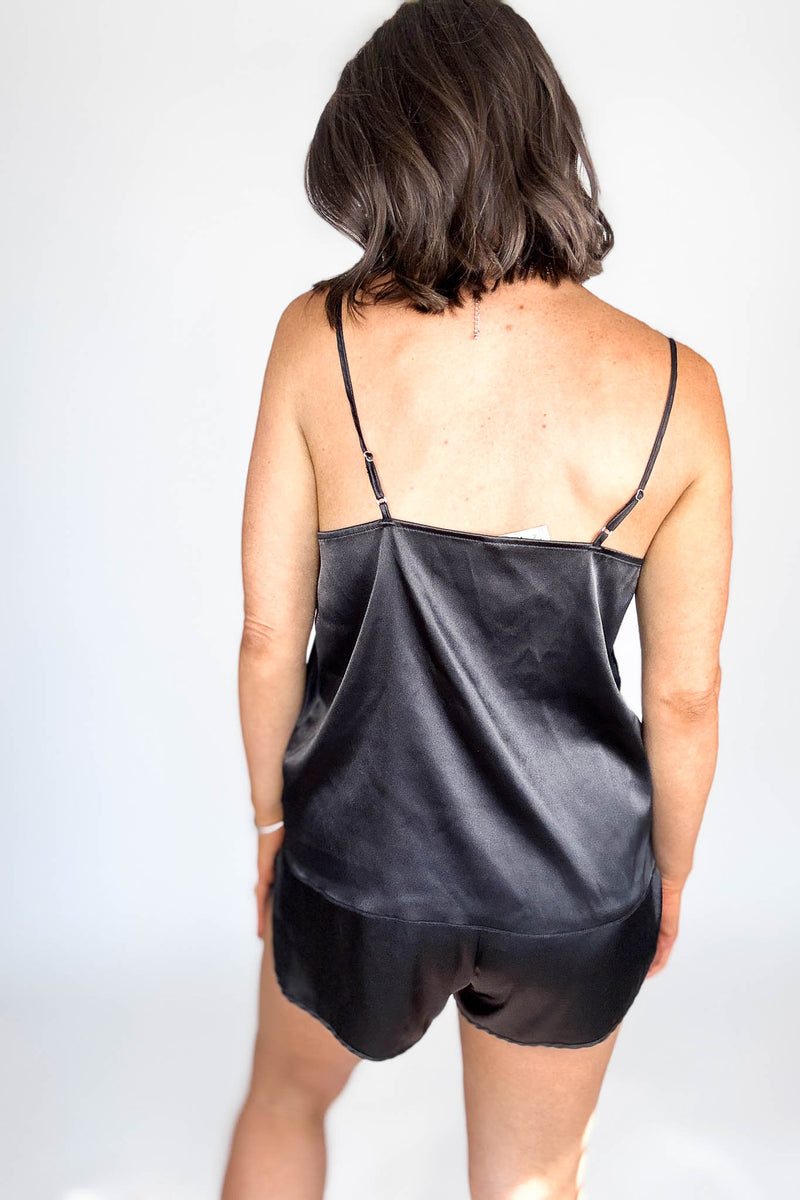 Good Night Black Satin Cami & Short 2 Piece Set