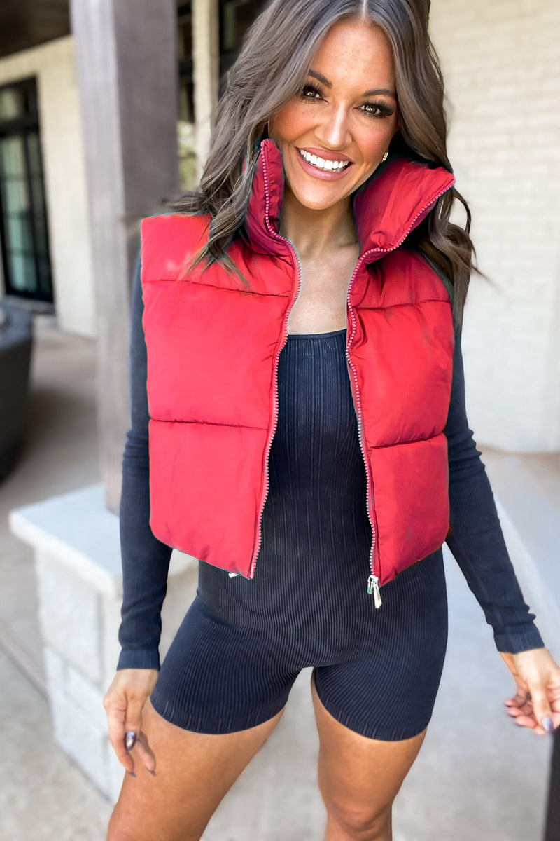 Alexis's Favorite Ruby Puffer Cropped Vest