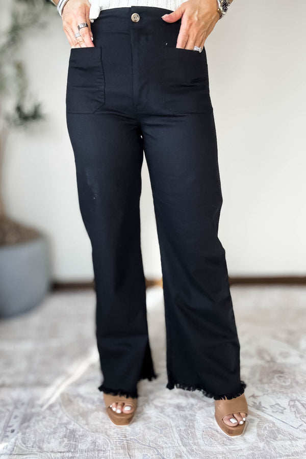 High Waisted Black Flared Pants