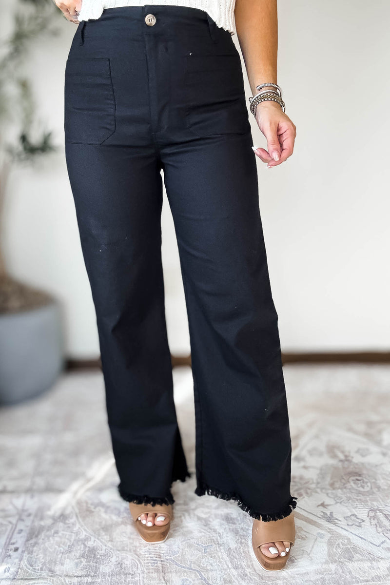 High Waisted Black Flared Pants