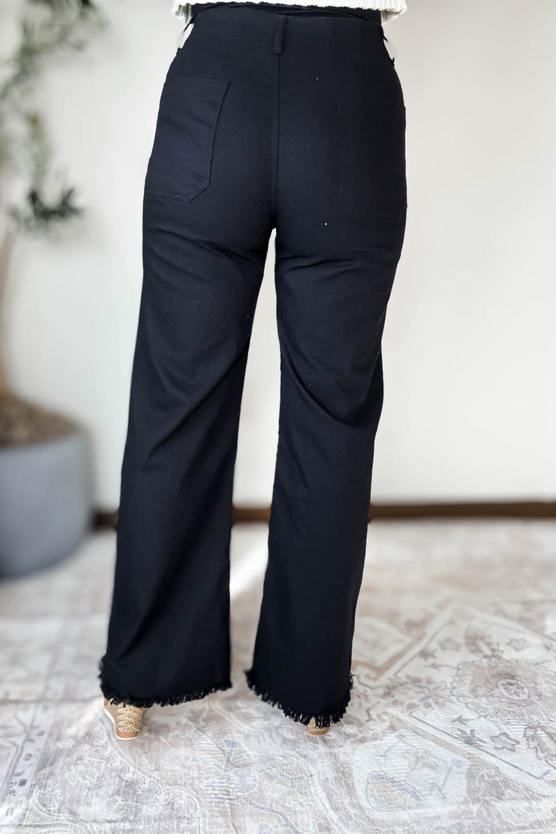 High Waisted Black Flared Pants