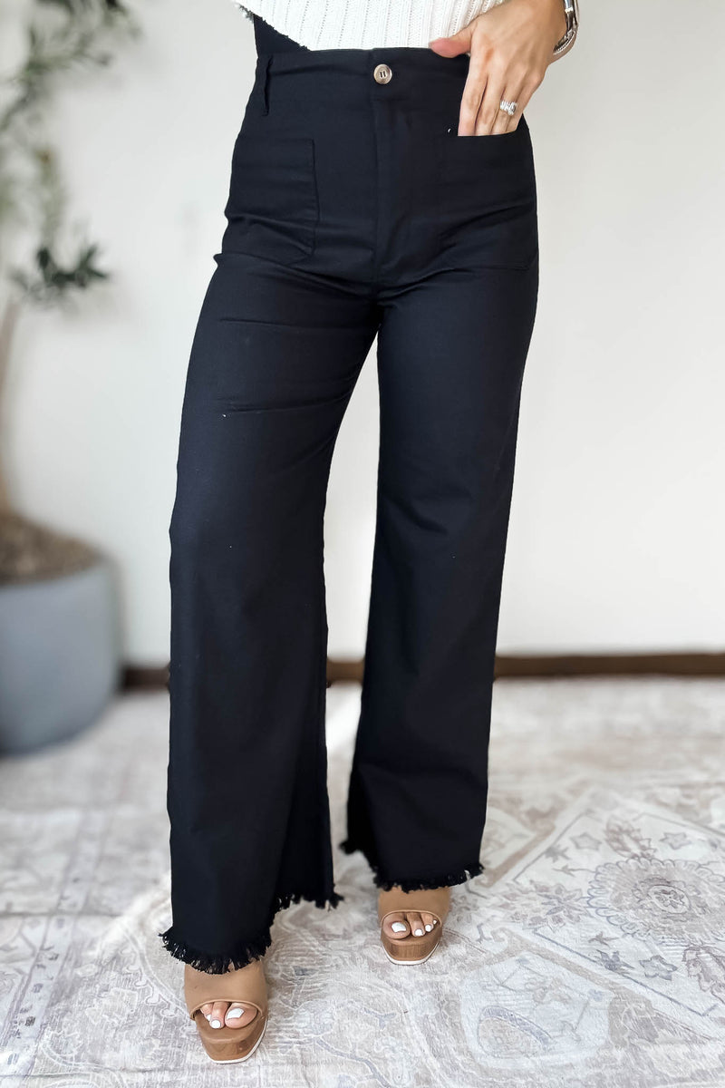 High Waisted Black Flared Pants