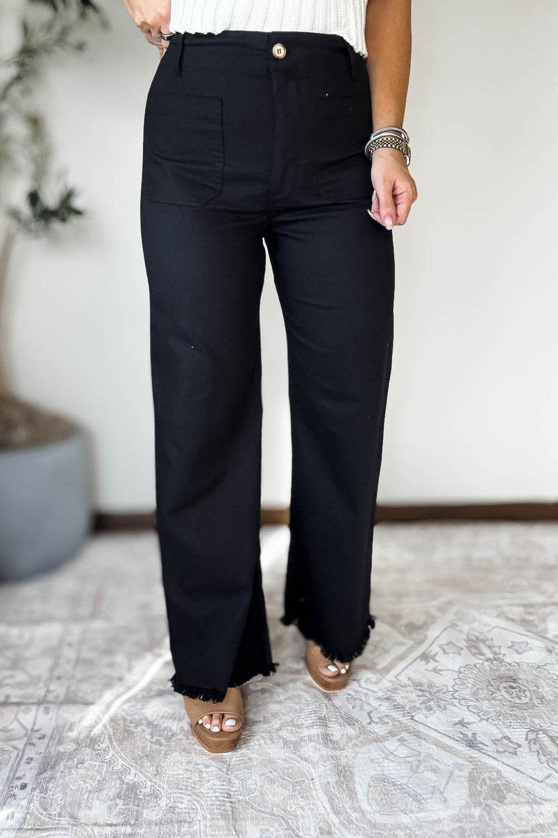 High Waisted Black Flared Pants